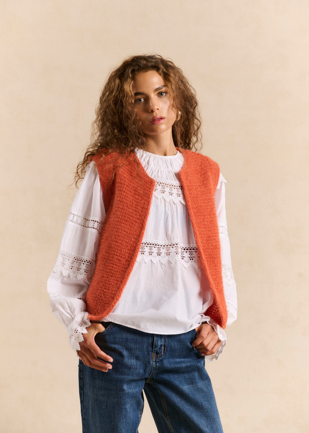 Gilet sans manches en mohair fils métallisés - Sud Express - 4 - Sud Express