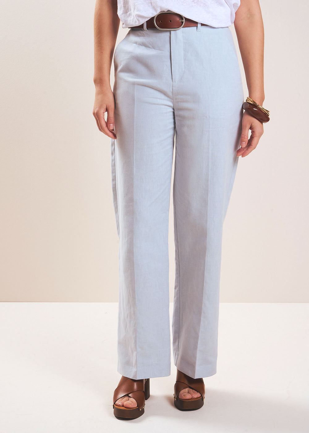 Pantalon tailleur droit en lin - Sud Express - 6 - Sud Express