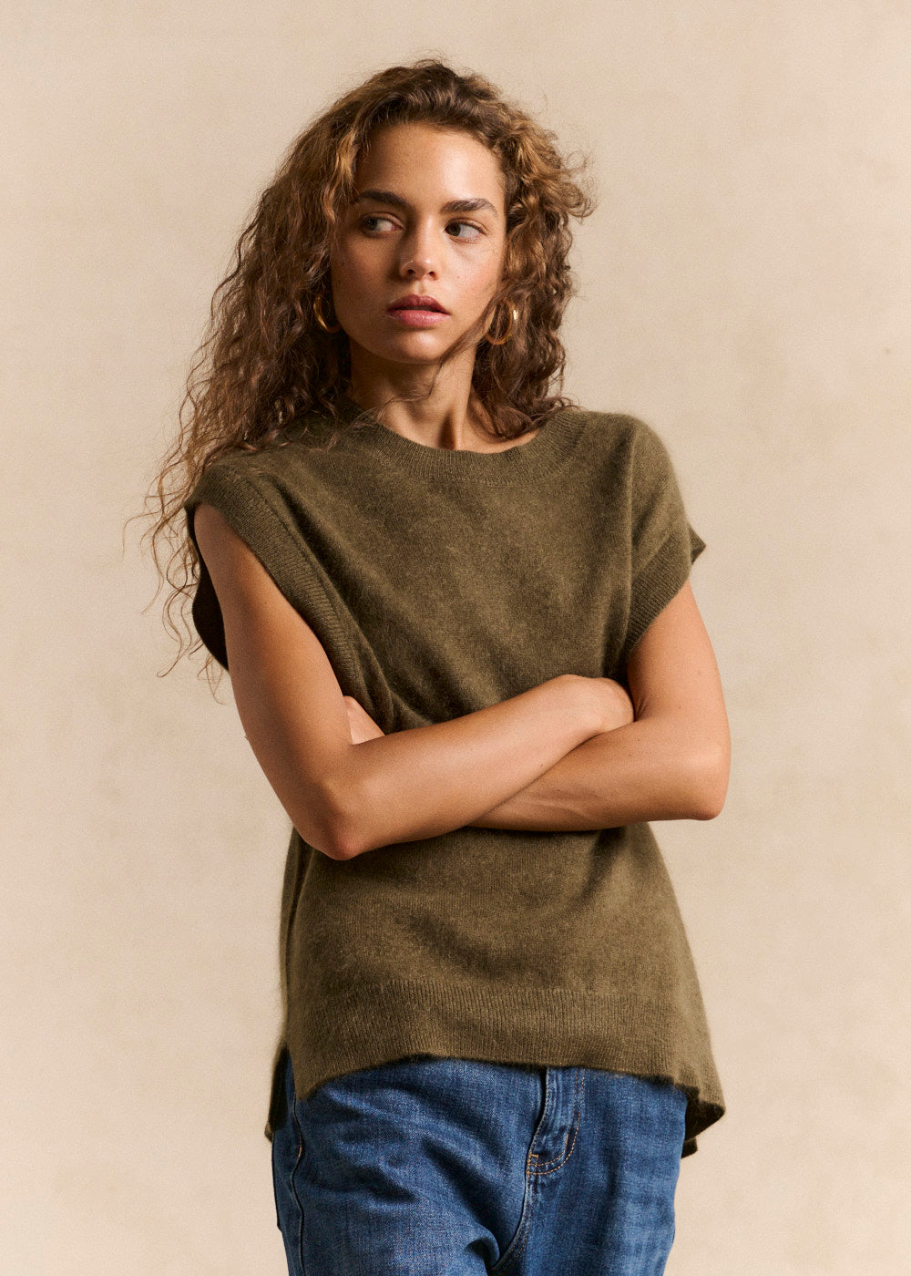 Pull sans manches ample en laine et cachemire - Sud Express - 4 - Sud Express