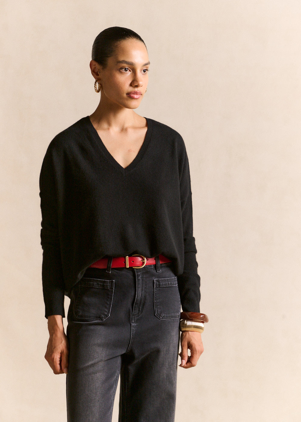 Pull cachemire col V ample - Sud Express - 5 - Sud Express