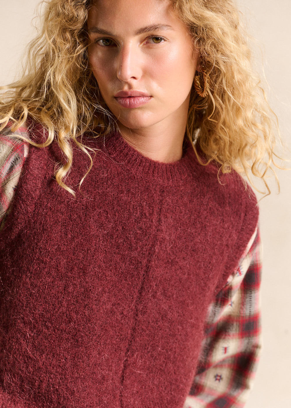 Pull sans manches en maille mohair coupe droite - Sud Express - 2 - Sud Express