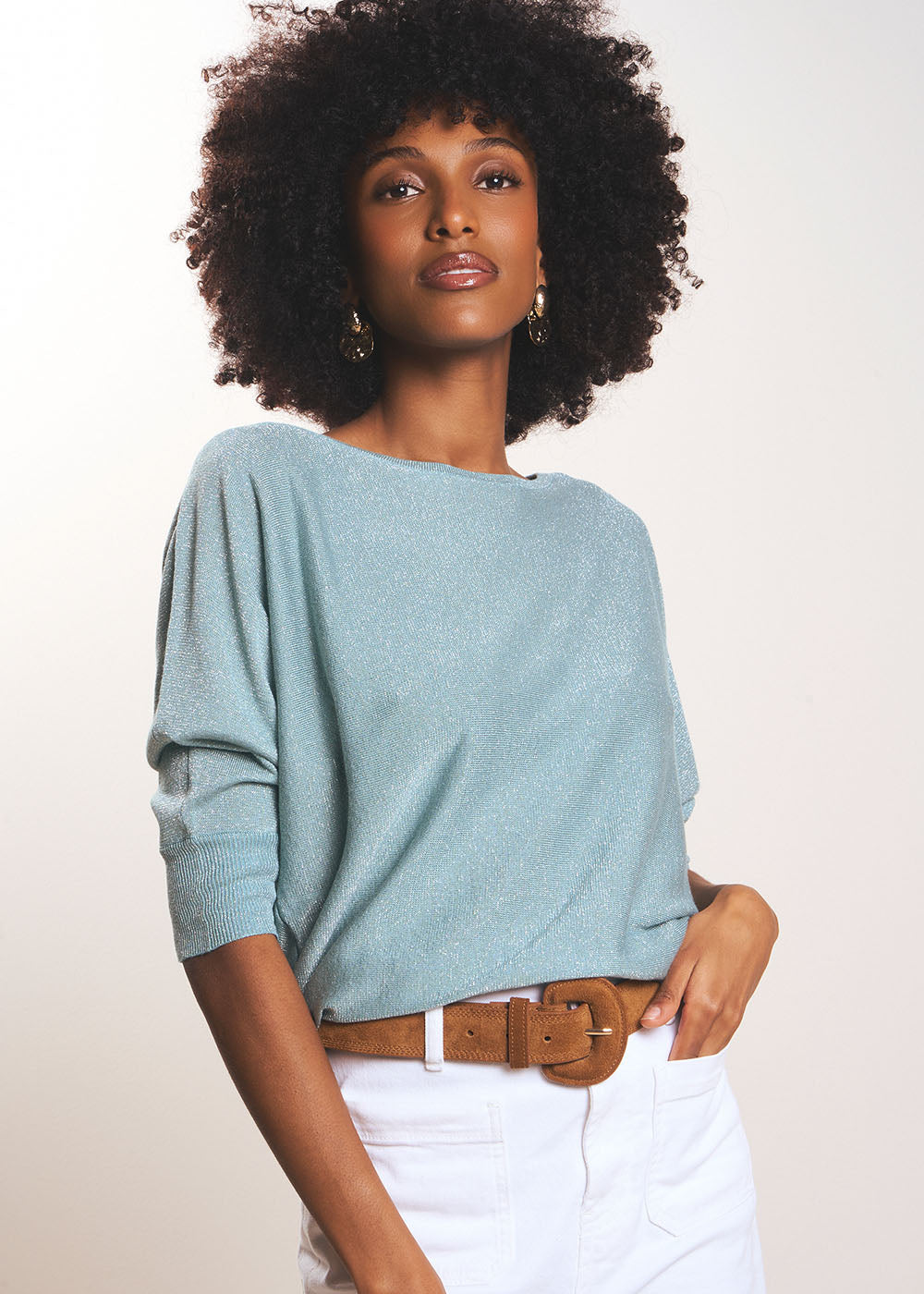 Pull col rond avec fibres métallisées - Sud Express - 5 - Sud Express
