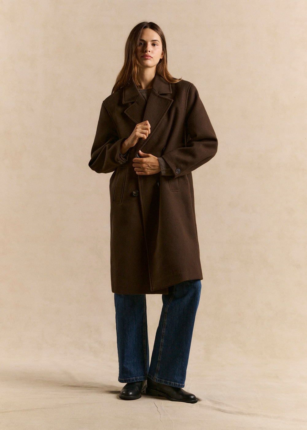 Manteau long ample col tailleur - Sud Express - 5 - Sud Express