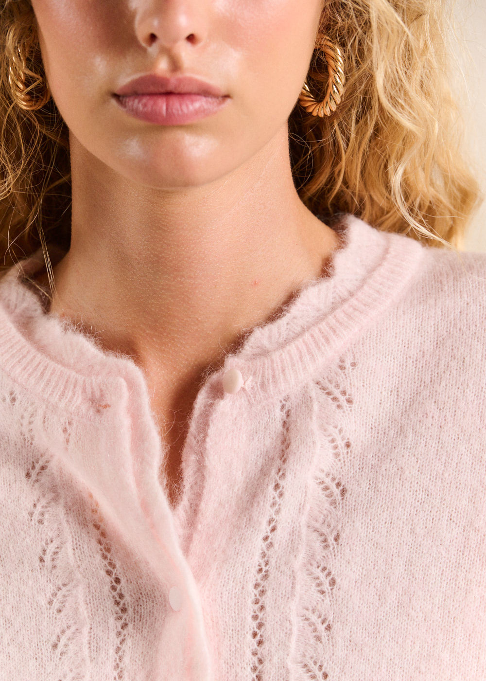 Gilet cardigan en mohair maille ajourée - Sud Express - 2 - Sud Express