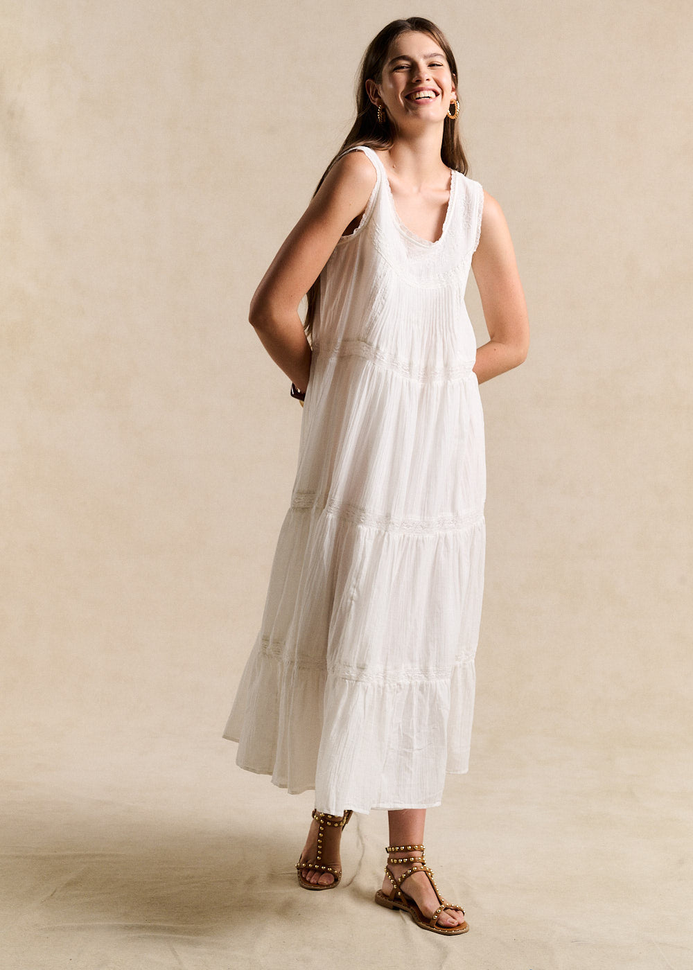Robe longue brodée en coton - Sud Express - 1 - Sud Express