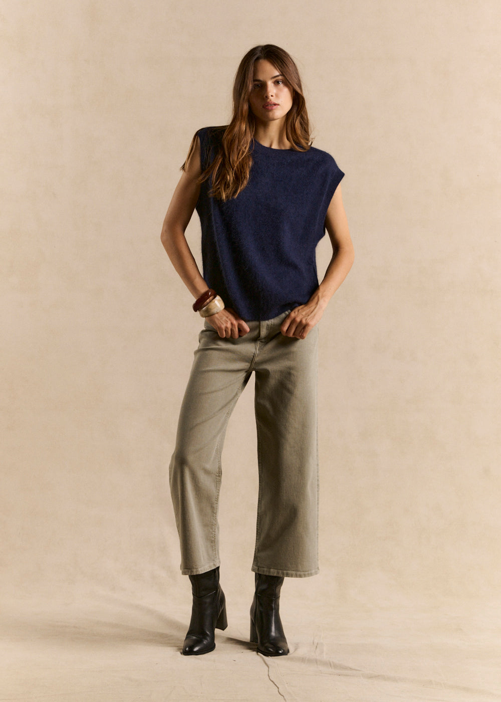 Pull sans manches ample en laine et cachemire - Sud Express - 5 - Sud Express