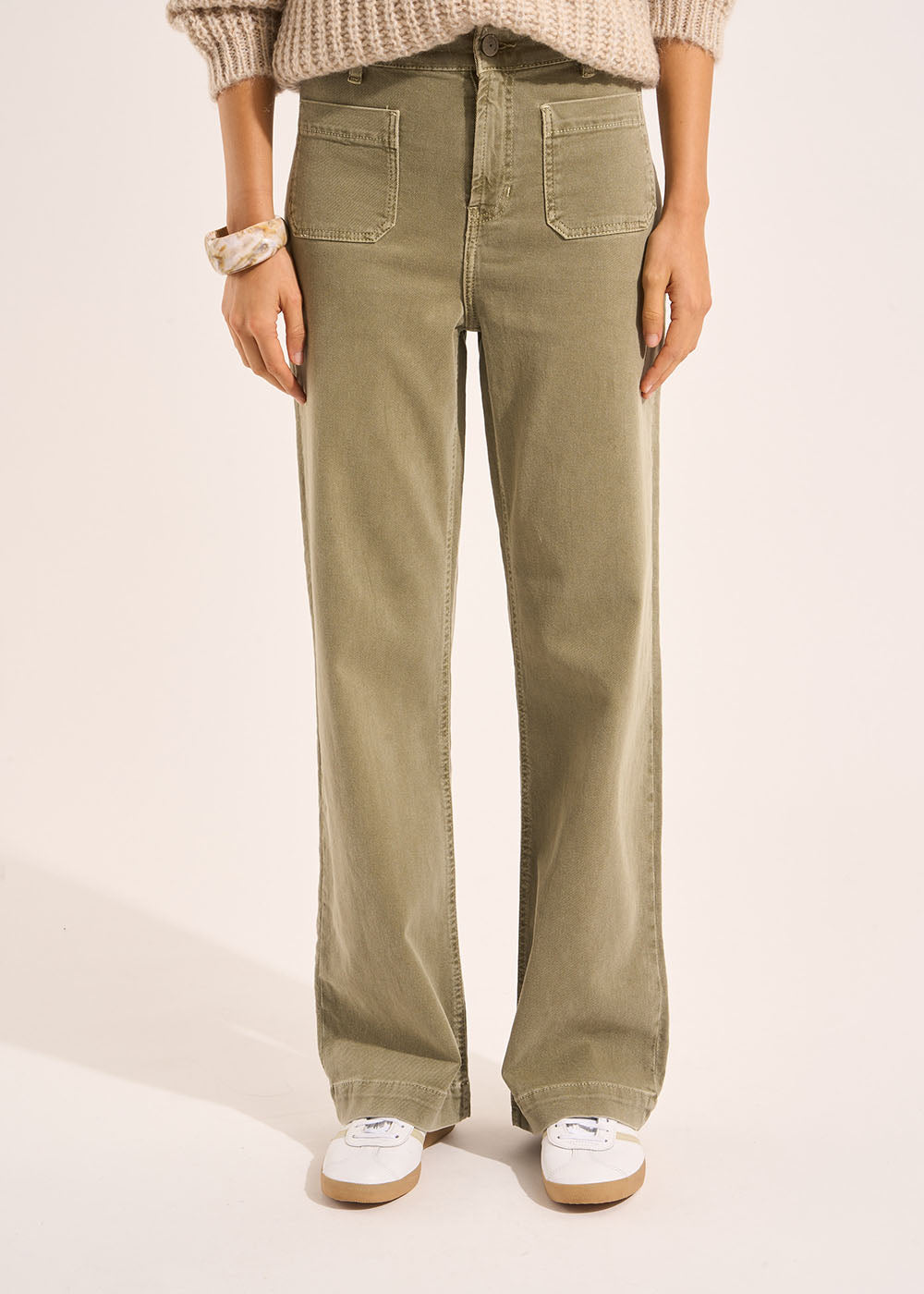 Pantalon coupe large en coton taille haute - Sud Express - 2 - Sud Express