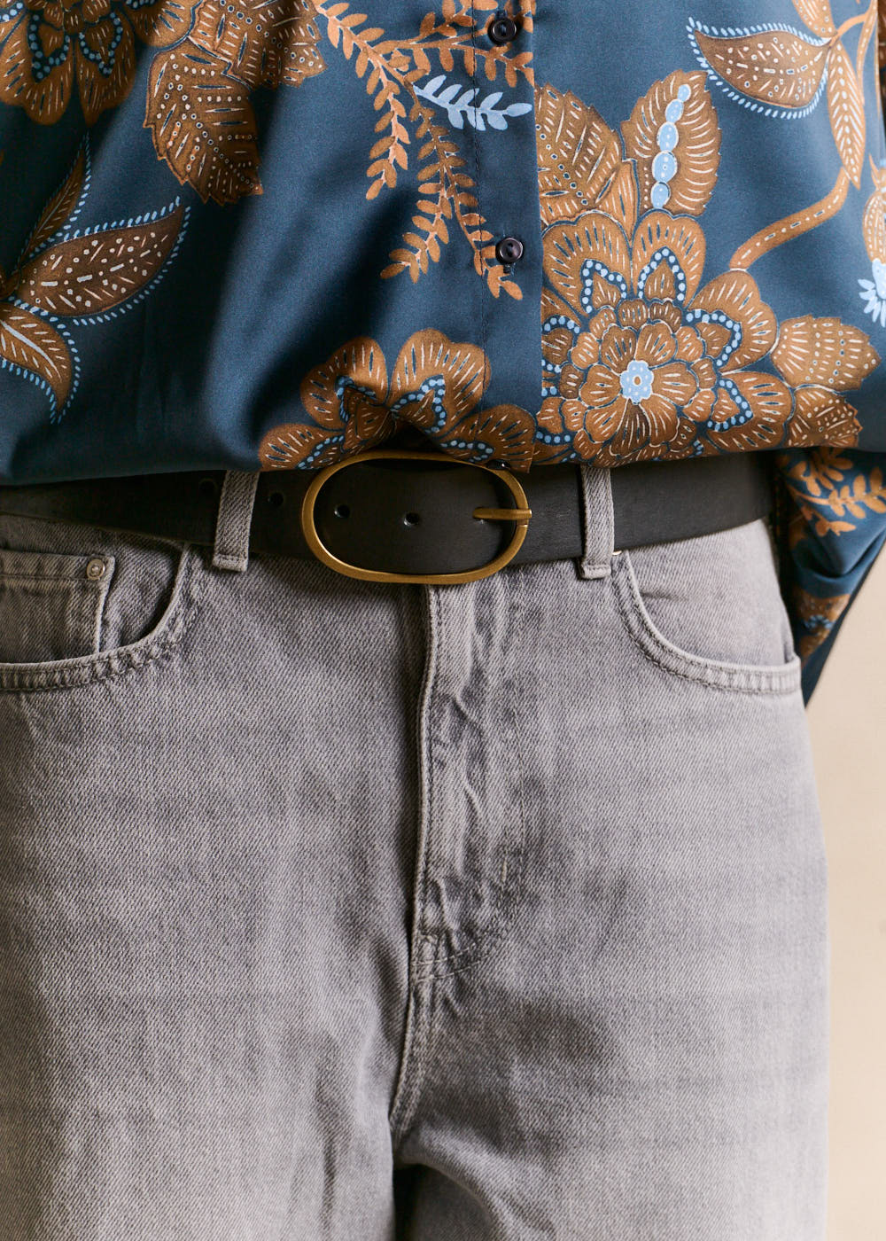Ceinture en cuir boucle ovale dorée - Sud Express - 2 - Sud Express
