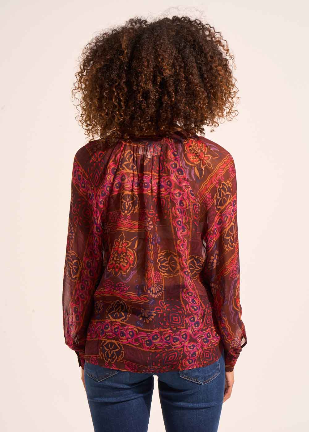 Blouse fluide imprimée avec des manches longues bouffantes - Sud Express - 3 - Sud Express