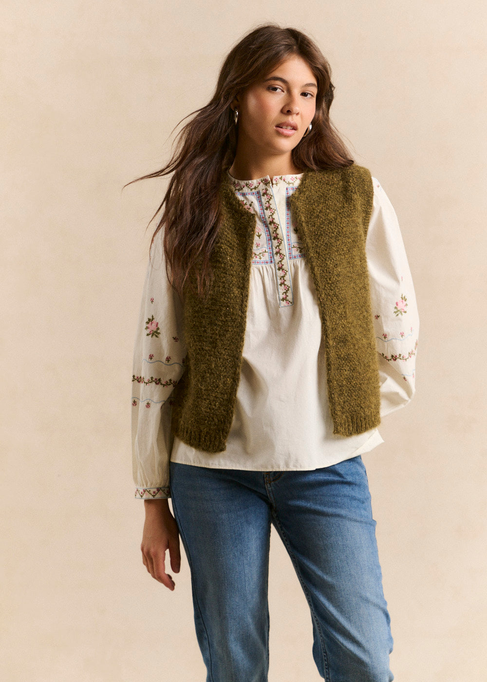 Gilet sans manches en mohair fils métallisés - Sud Express - 5 - Sud Express