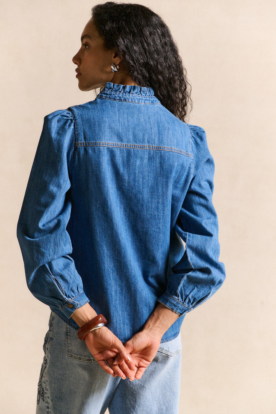 COLUA Chemise denim col volanté - 3 - Sud Express - Sud Express