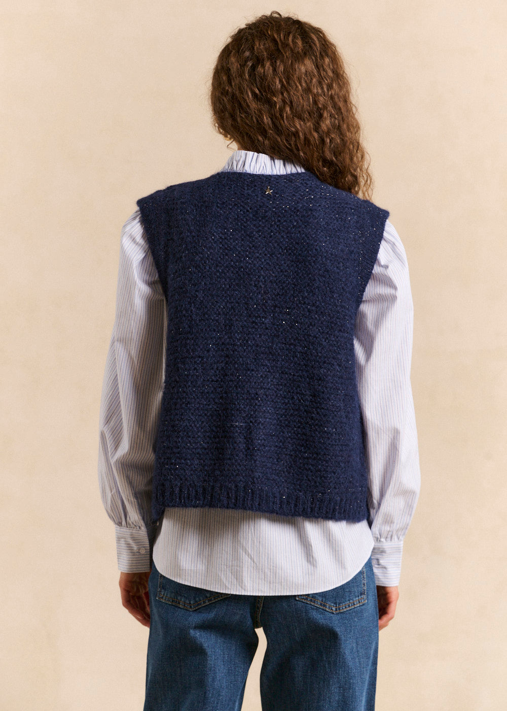 Gilet sans manches en mohair fils métallisés - Sud Express - 3 - Sud Express