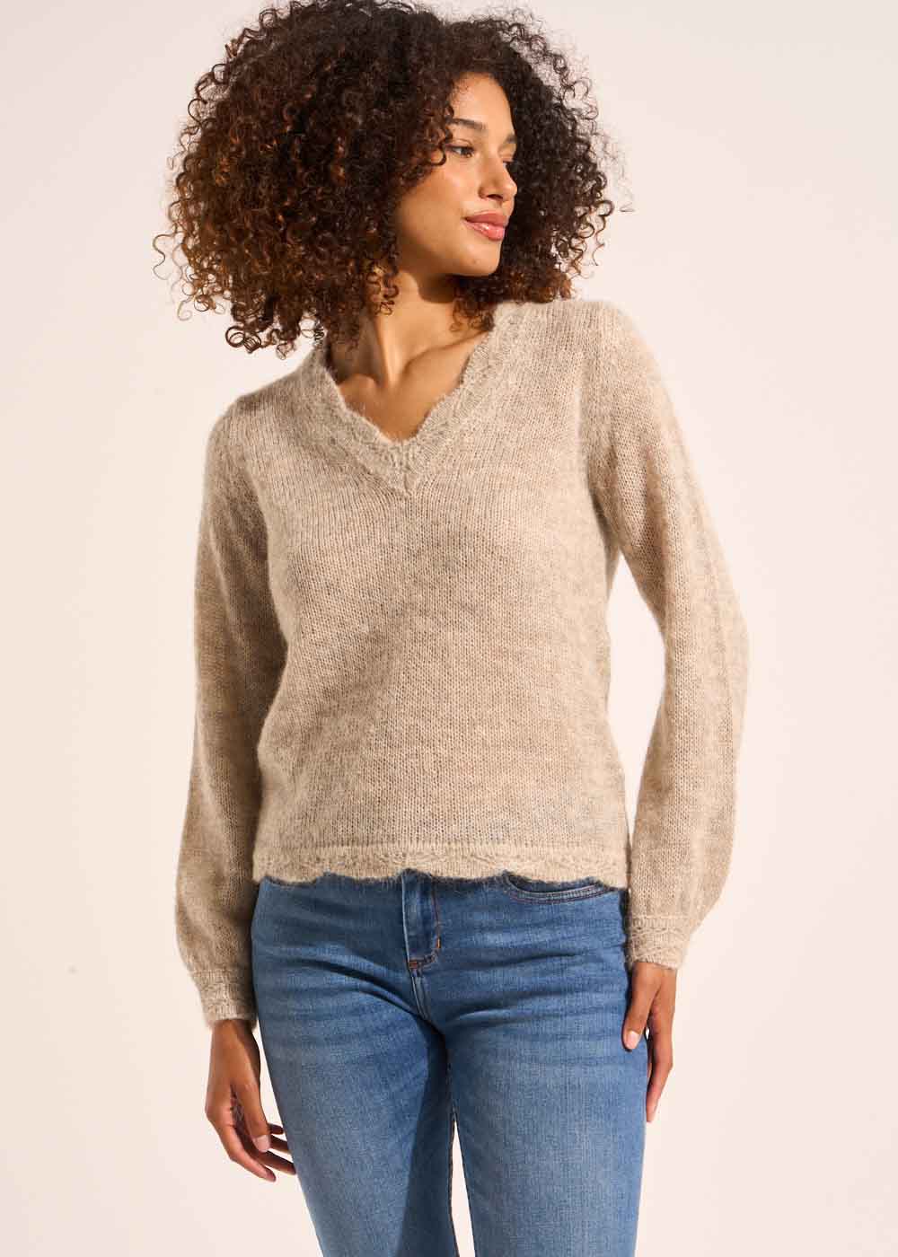Pull col V détails crochet - Sud Express - 5 - Sud Express