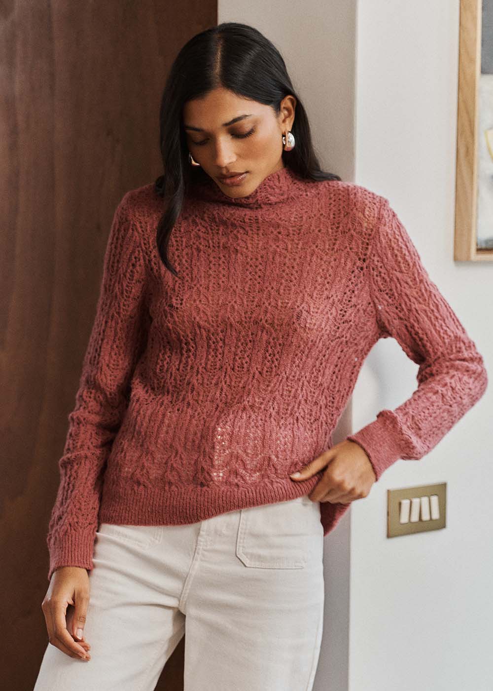 Pull fin col montant dentelle - Sud Express - 1 - Sud Express