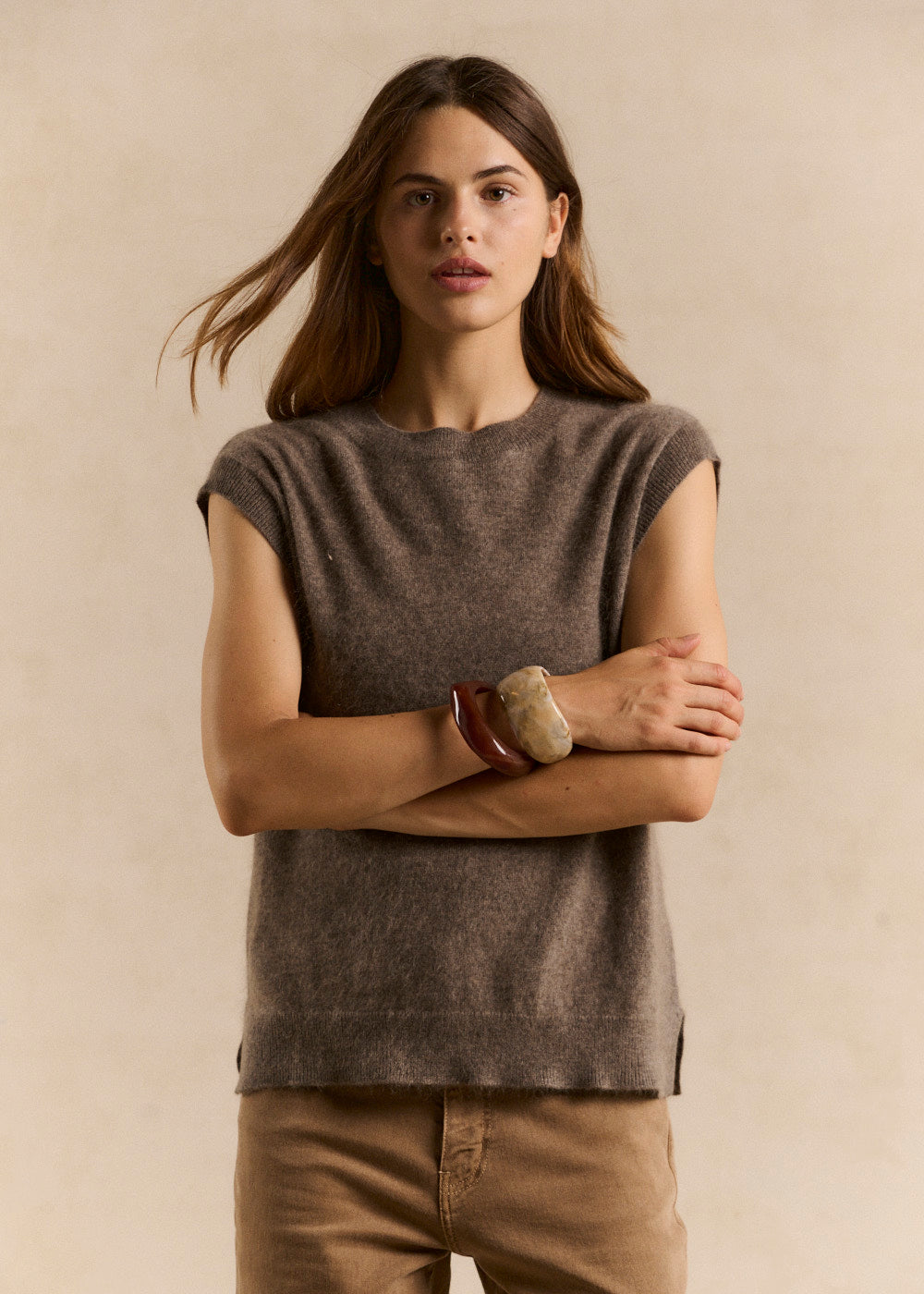 Pull sans manches ample en laine et cachemire - Sud Express - 5 - Sud Express