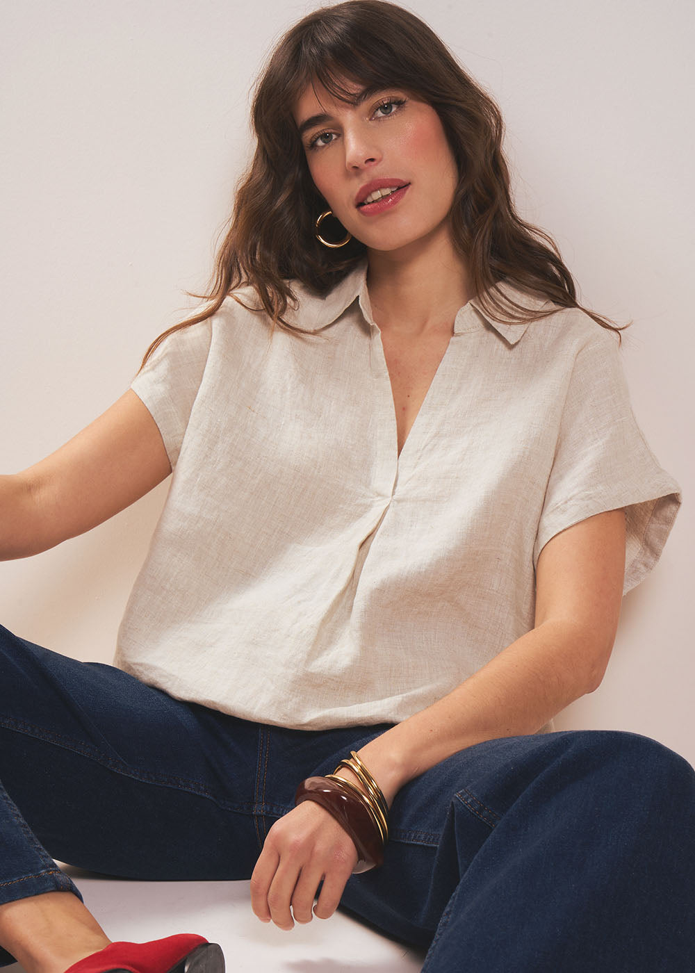 Blouse en lin Col V - Sud Express - 5 - Sud Express