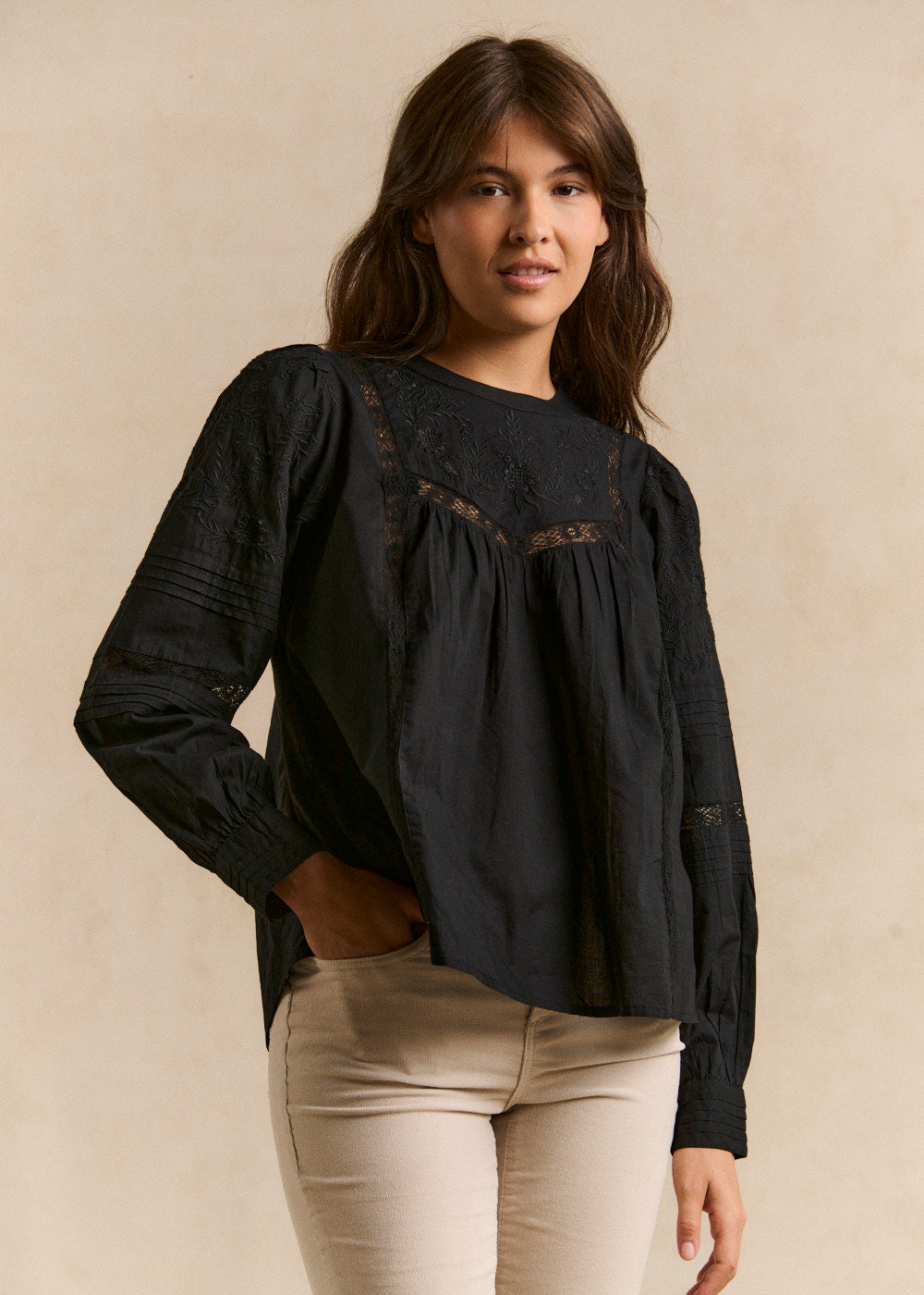 Blouse en voile de coton brodée - Sud Express - 1 - Sud Express