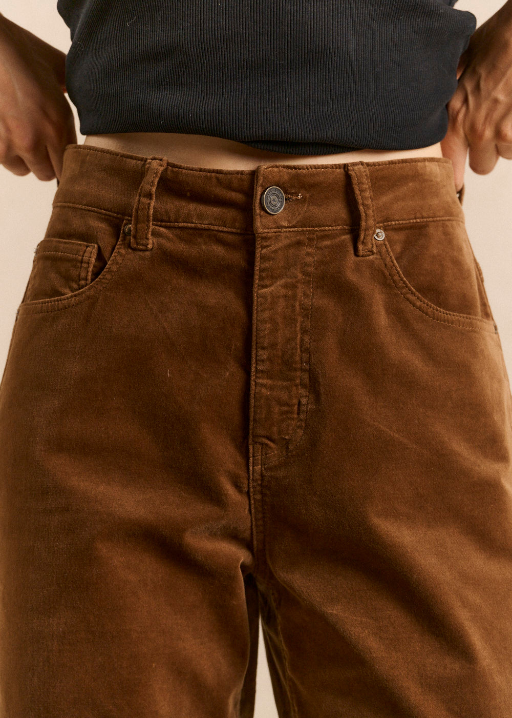 Pantalon velours droit taille haute - Sud Express - 5 - Sud Express