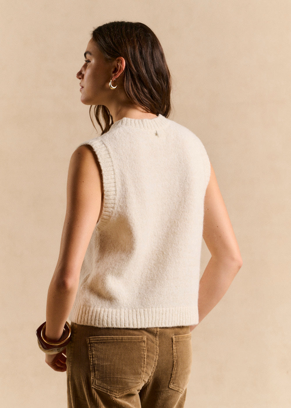 Sleeveless alpaca and lurex vest - Sud Express - 3 - Sud Express