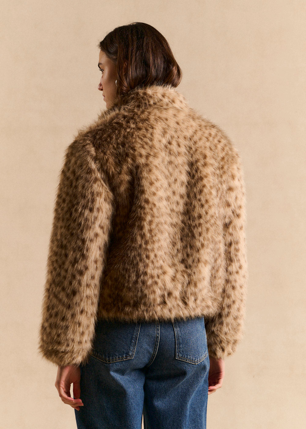 MAMBILY Manteau effet fourrure imprimé biche - 3 - Sud Express - Sud Express