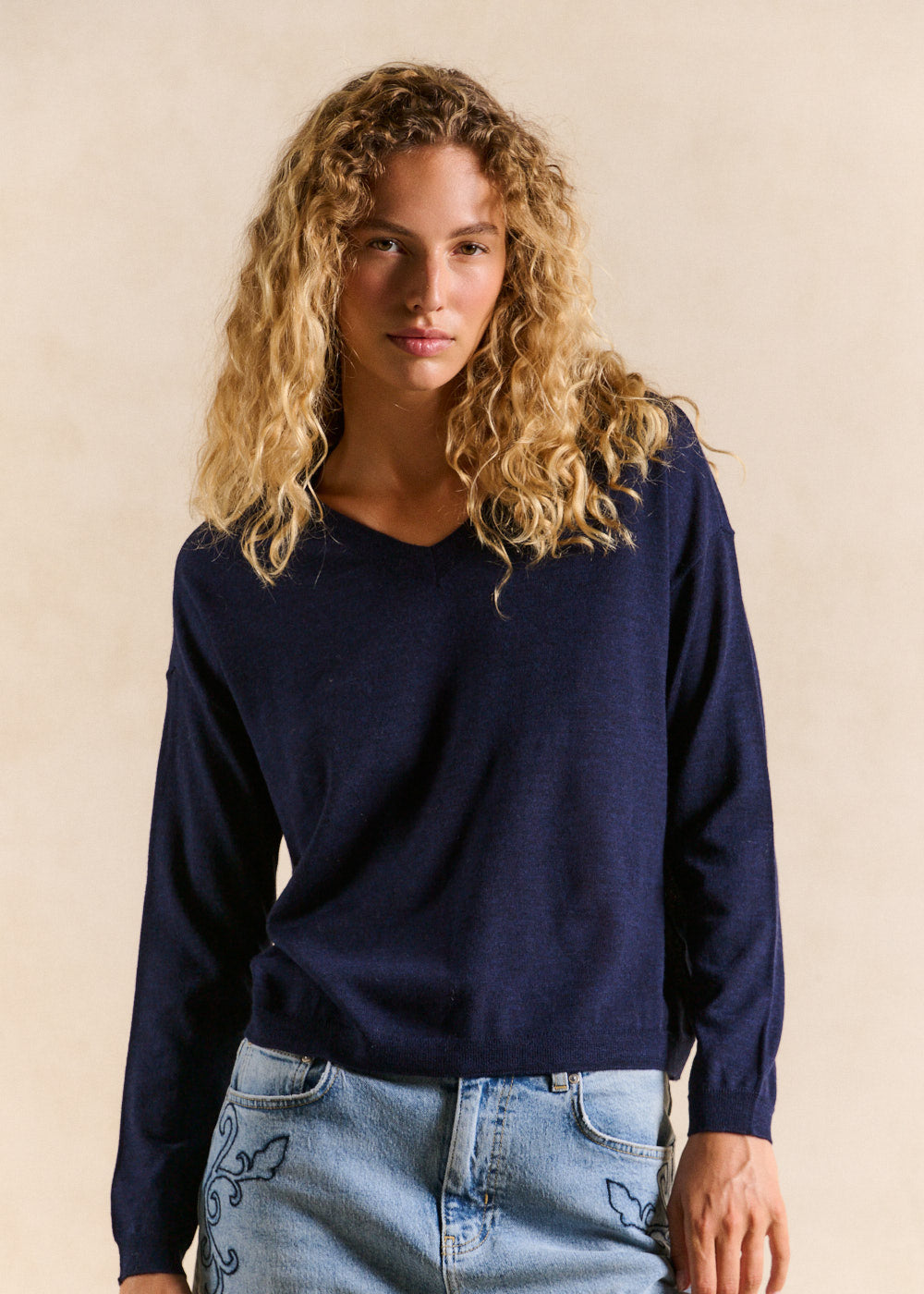 Pull fin col v en laine - Sud Express - 1 - Sud Express