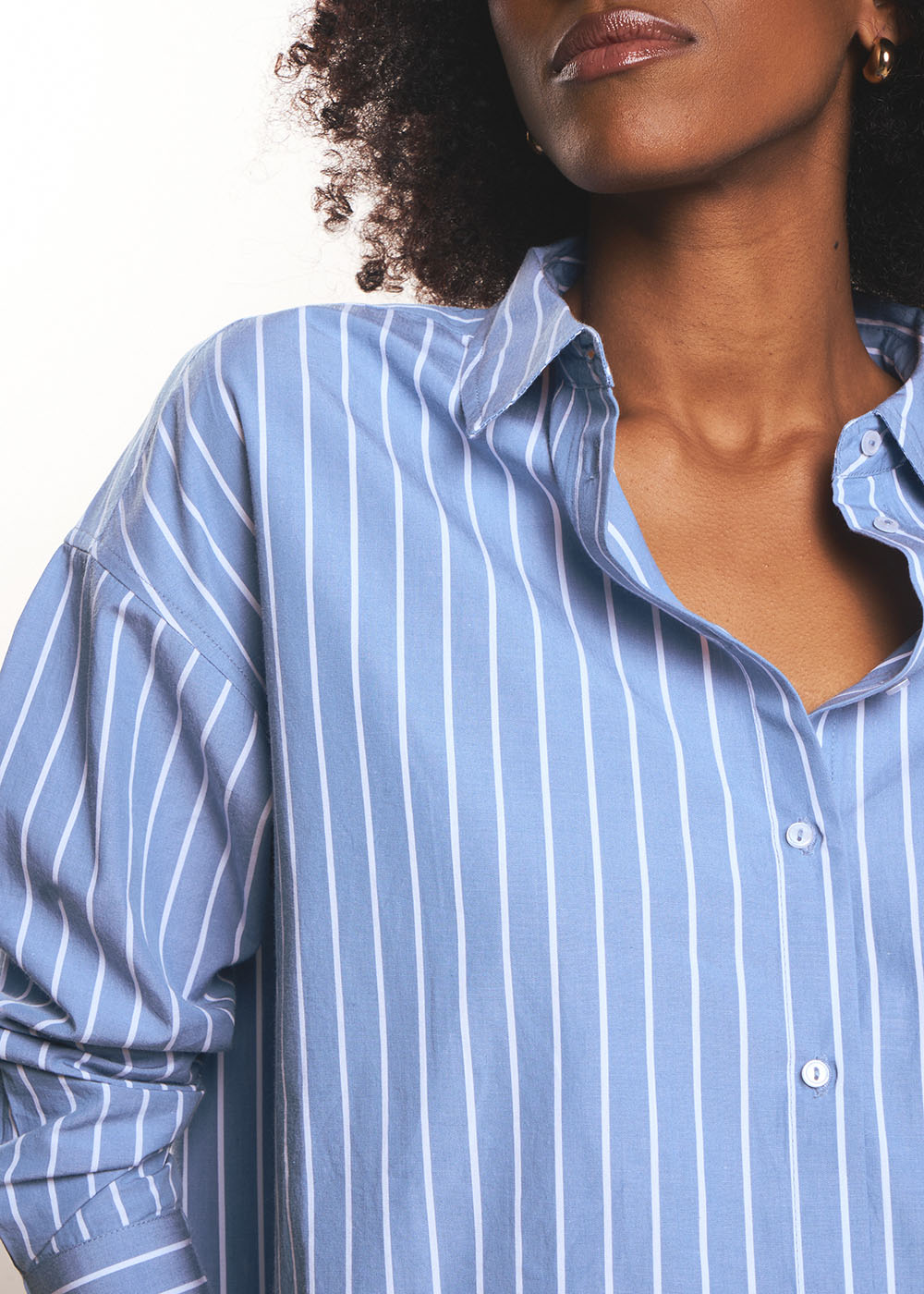 Chemise rayée oversize à manches longues en coton - Sud Express - 2 - Sud Express