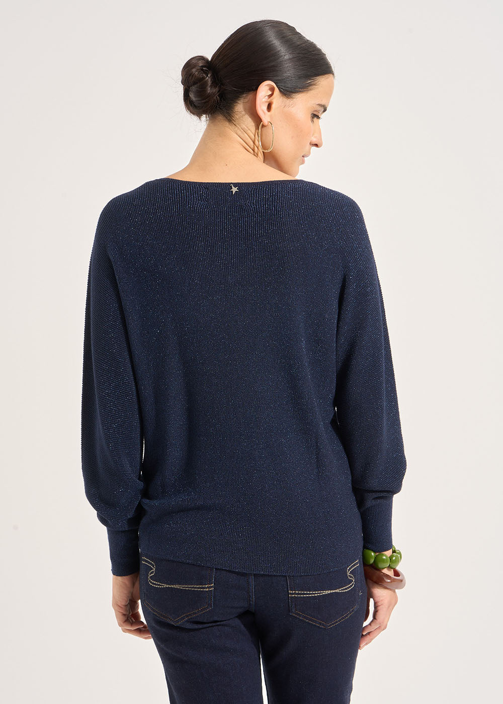 Pull col V manches chauve-souris avec fils lurex - Sud Express - 3 - Sud Express
