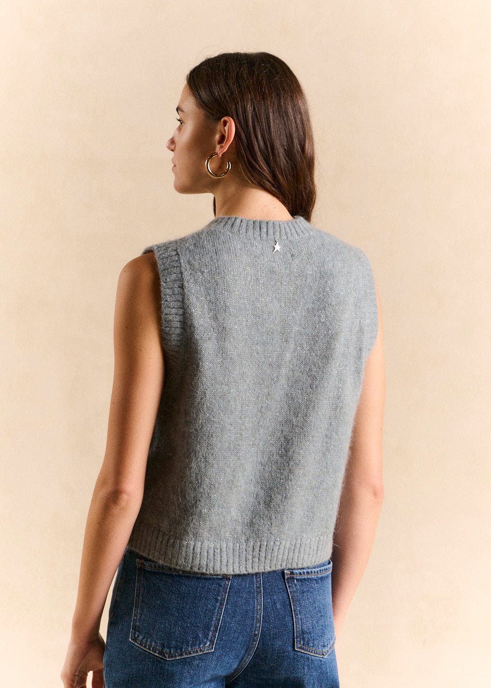 Sleeveless alpaca and lurex vest - Sud Express - 3 - Sud Express