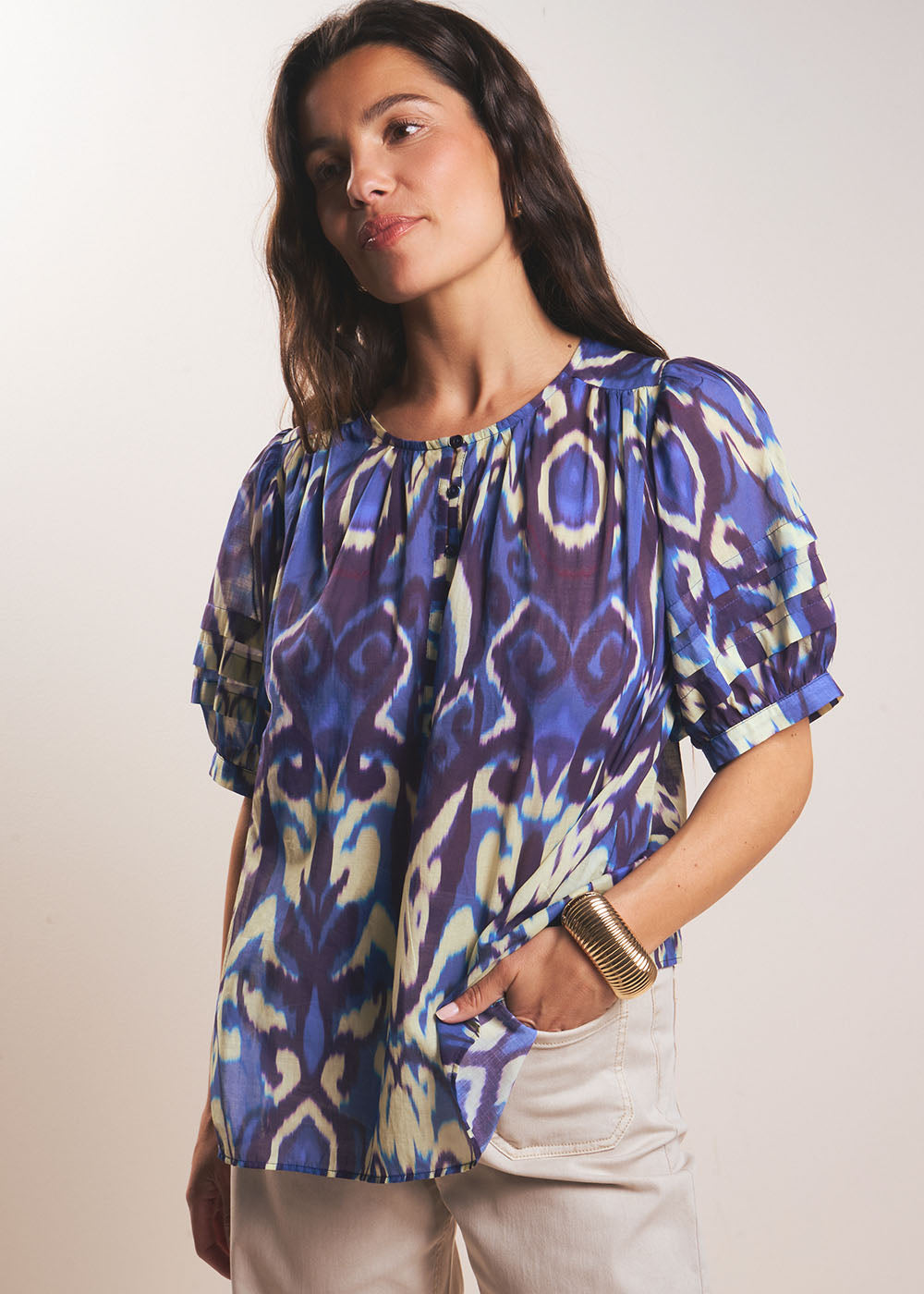 Blouse imprimée ikat - Sud Express - 1 - Sud Express