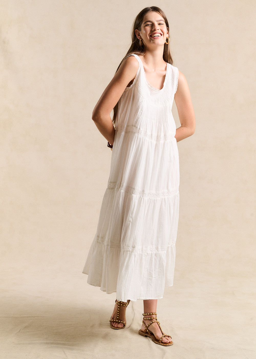 ROZELINE Robe longue brodée en coton - 1 - Sud Express - Sud Express