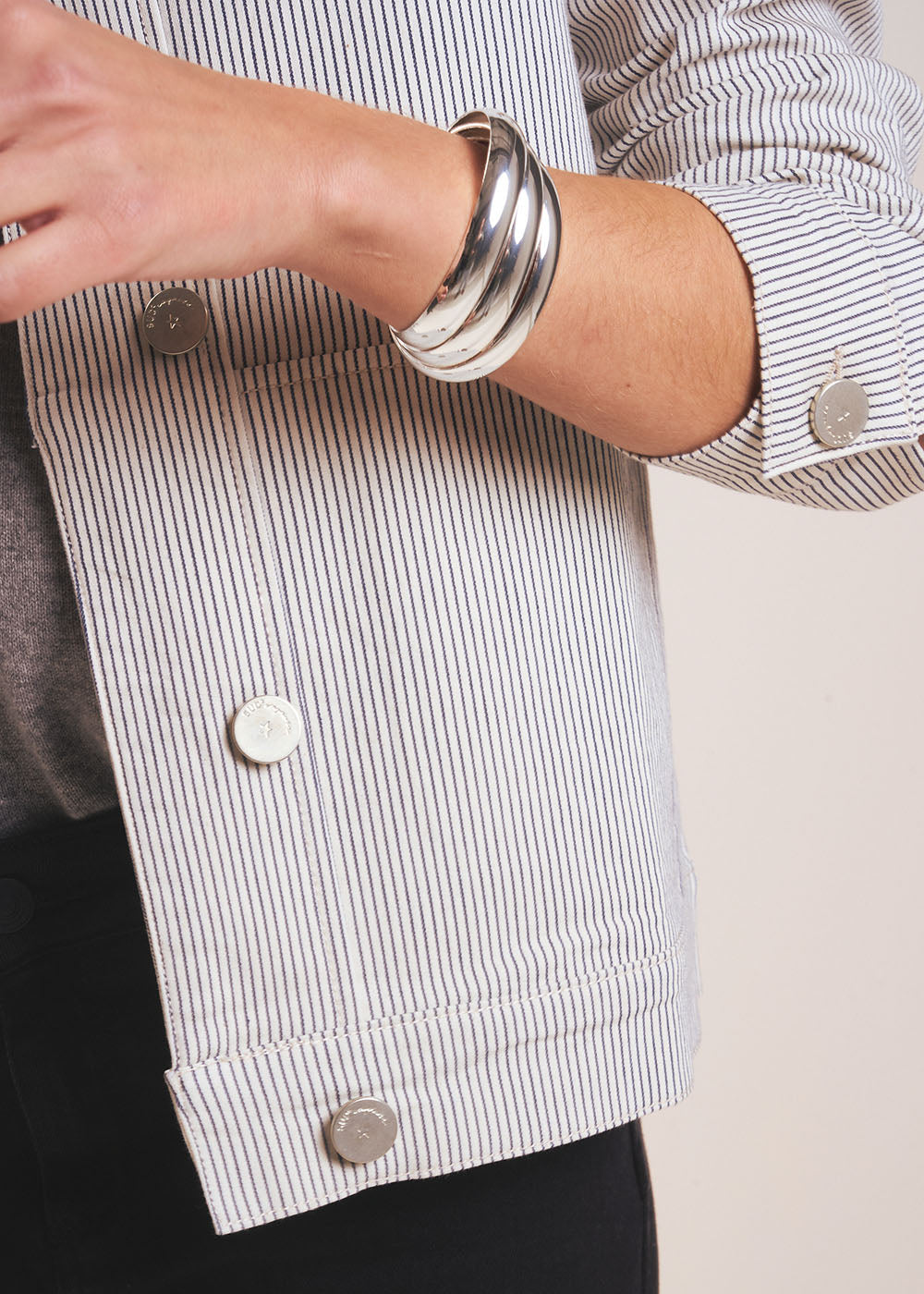 Blouson boxy rayé à col chemise - Sud Express - 4 - Sud Express