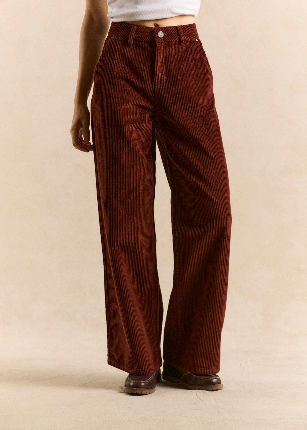 POMMI Pantalon large en velours de coton taille haute - 2 - Sud Express - Sud Express