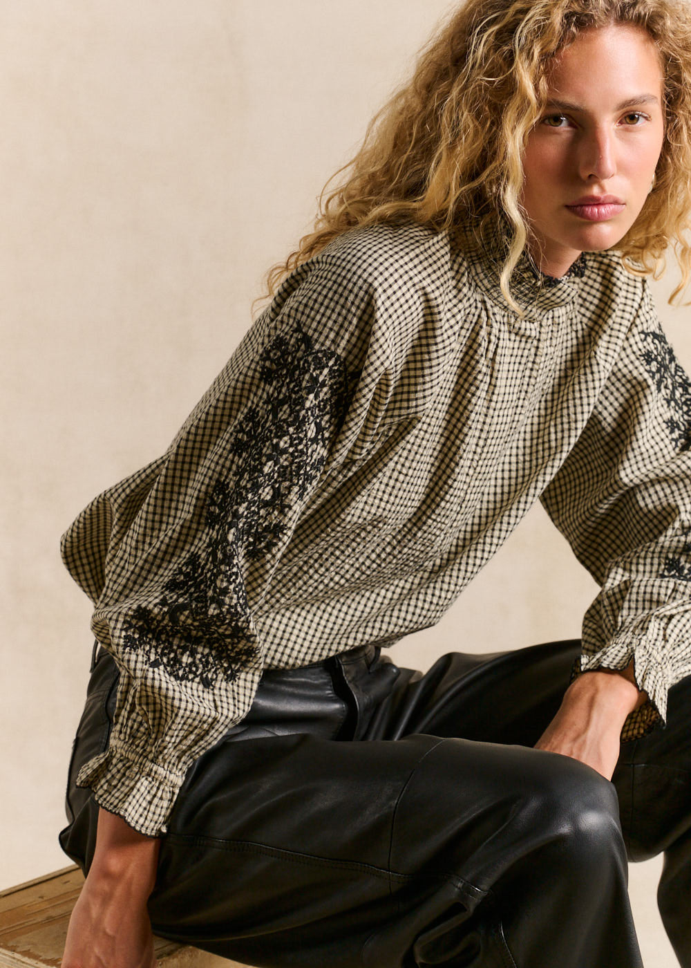 TARNIA Blouse vichy coton brodé - 1 - Sud Express - Sud Express