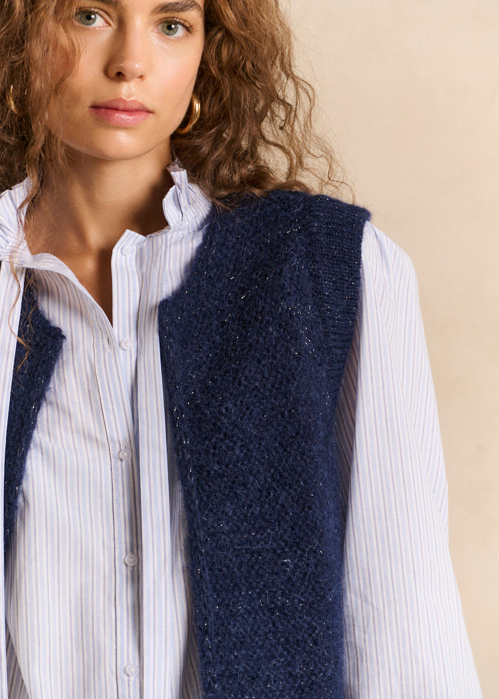 Gilet sans manches en mohair fils métallisés - Sud Express - 5 - Sud Express