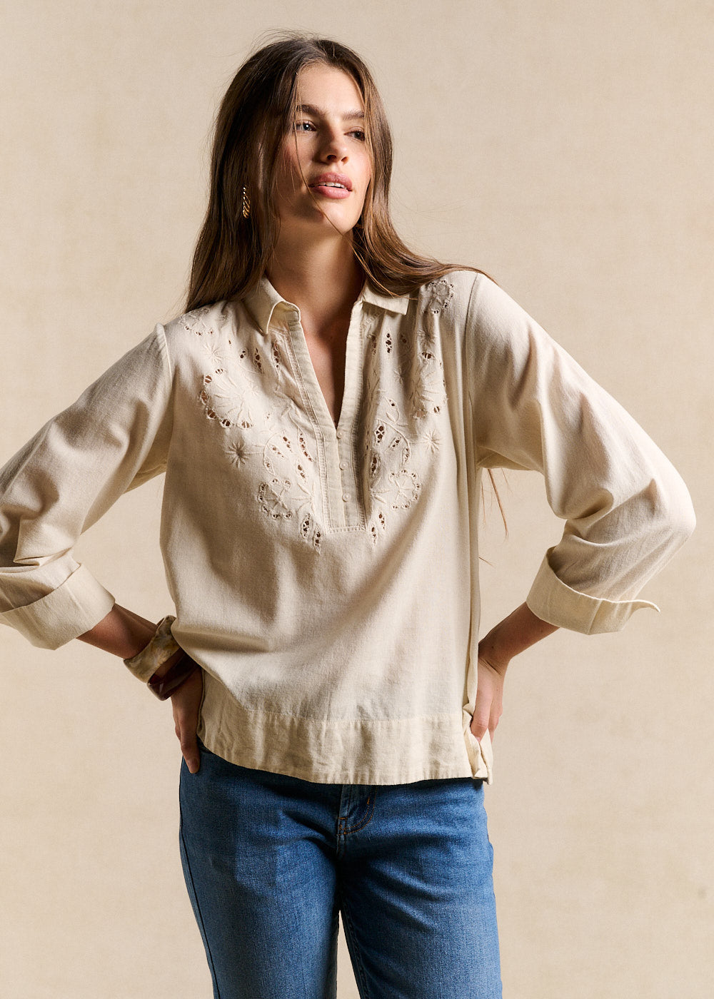 TISANA Blouse brodée en lin et coton - 4 - Sud Express - Sud Express