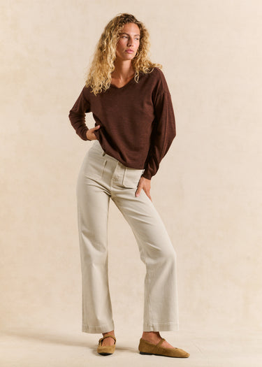 JOURS ÉTOILÉS STACYPantalon coupe large en coton taille haute