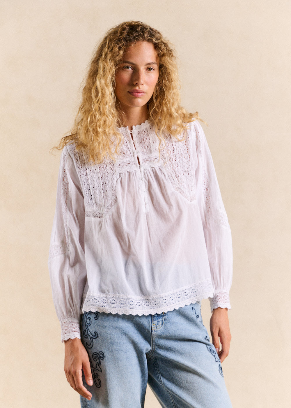 Blouse brodée en voile de coton - Sud Express - 1 - Sud Express