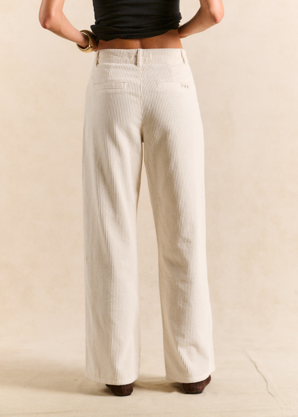 Pantalon large en velours de coton taille haute - Sud Express - 3 - Sud Express