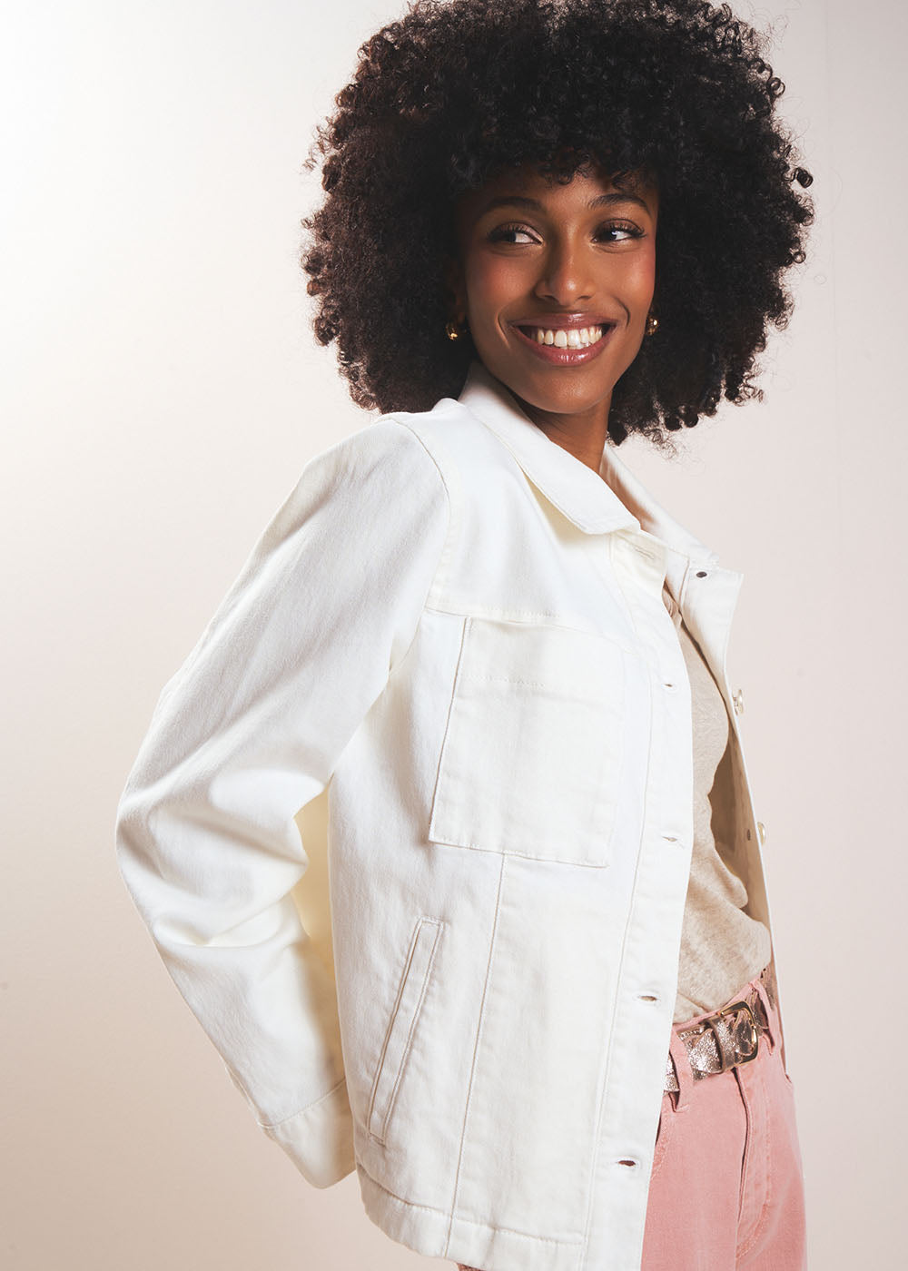 Veste à col chemise à surpiqûres - Sud Express - 1 - Sud Express