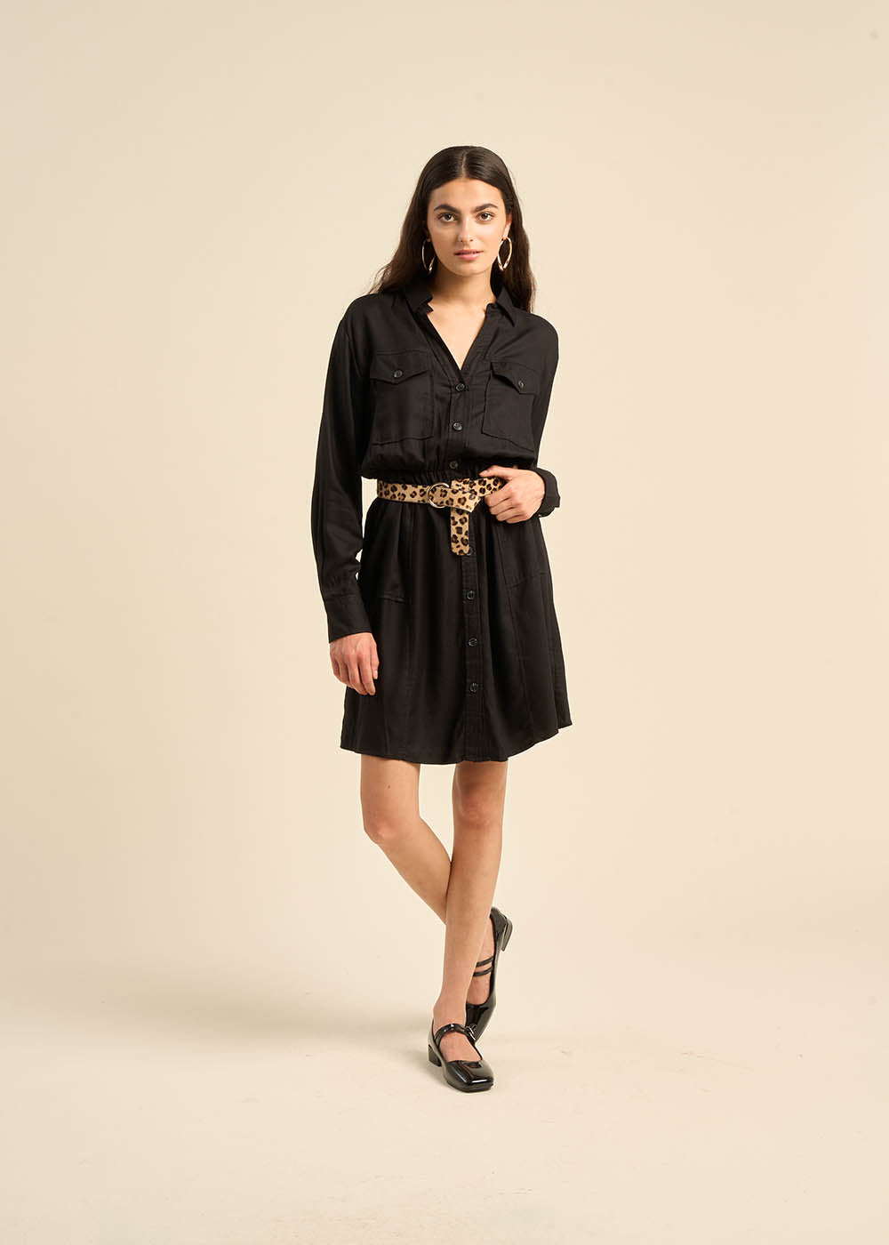 Robe courte chemise à manches longues - Sud Express - 1 - Sud Express
