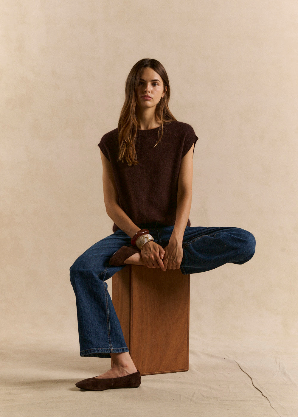 Pull sans manches ample en laine et cachemire - Sud Express - 4 - Sud Express