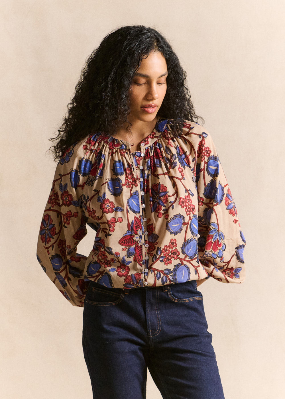 Chemise imprimée fleurs coupe ample - Sud Express - 6 - Sud Express