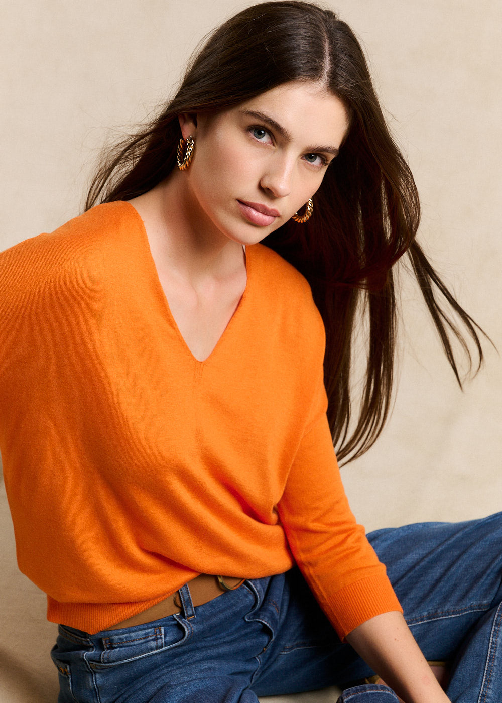 Pull col V oversize avec manches mi-longues - Sud Express - 4 - Sud Express