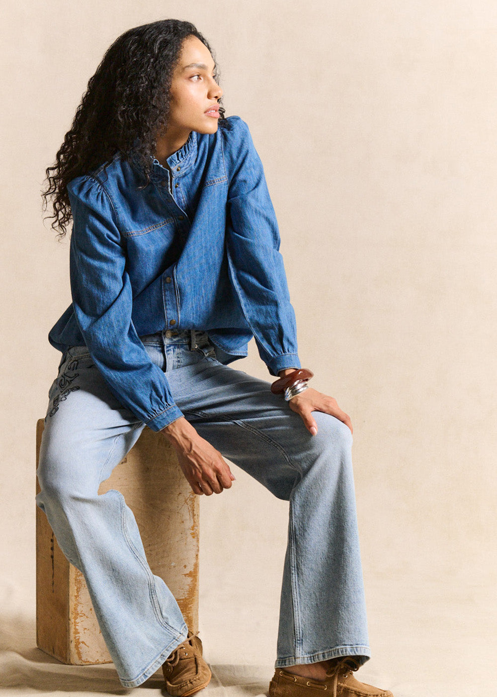 COLUA Chemise denim col volanté - 4 - Sud Express - Sud Express