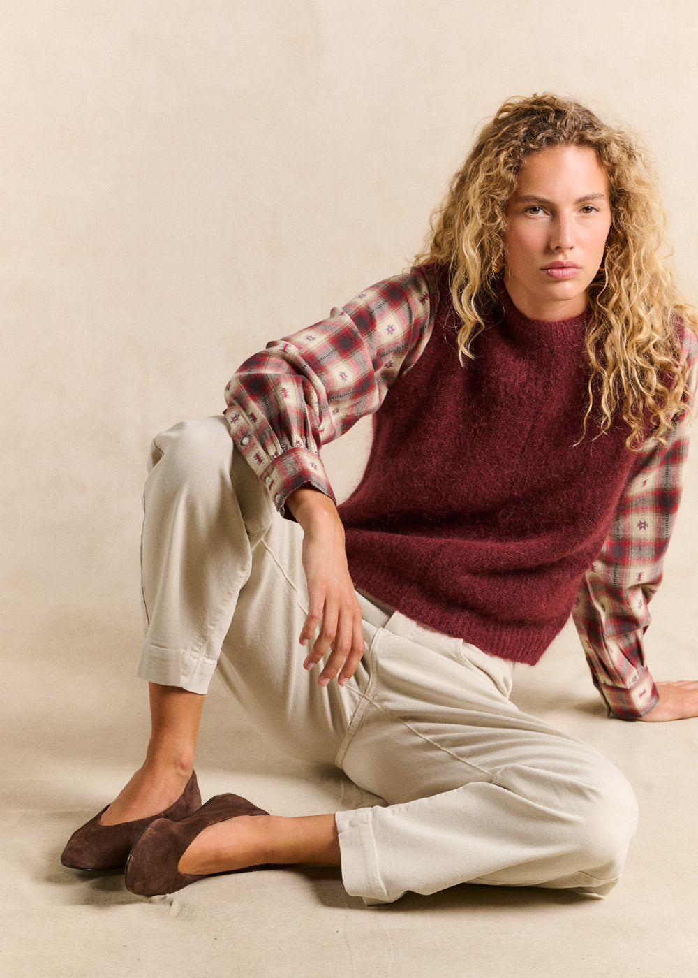 Pull sans manches en maille mohair coupe droite - Sud Express - 4 - Sud Express
