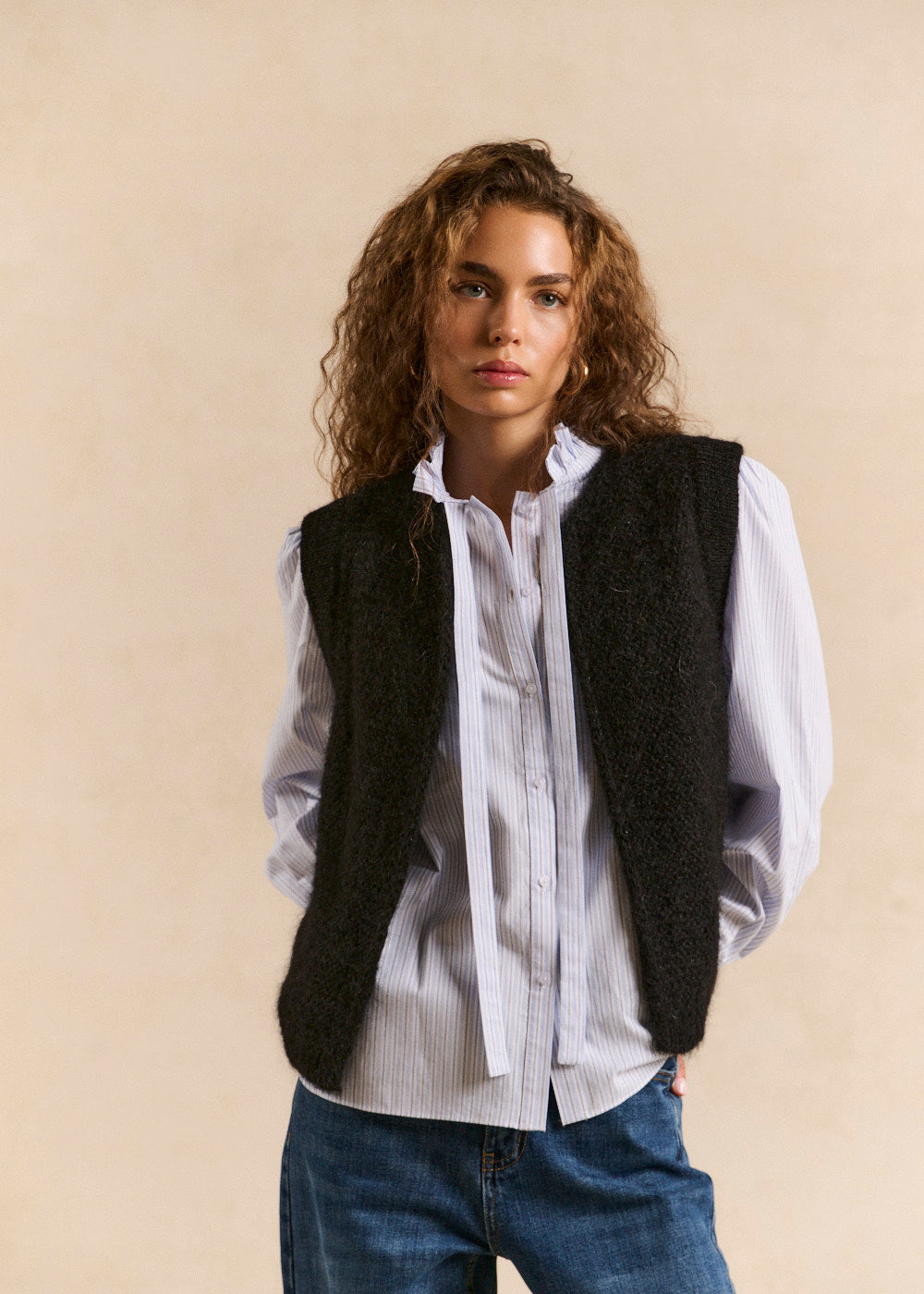 Gilet sans manches en mohair fils métallisés - Sud Express - 5 - Sud Express