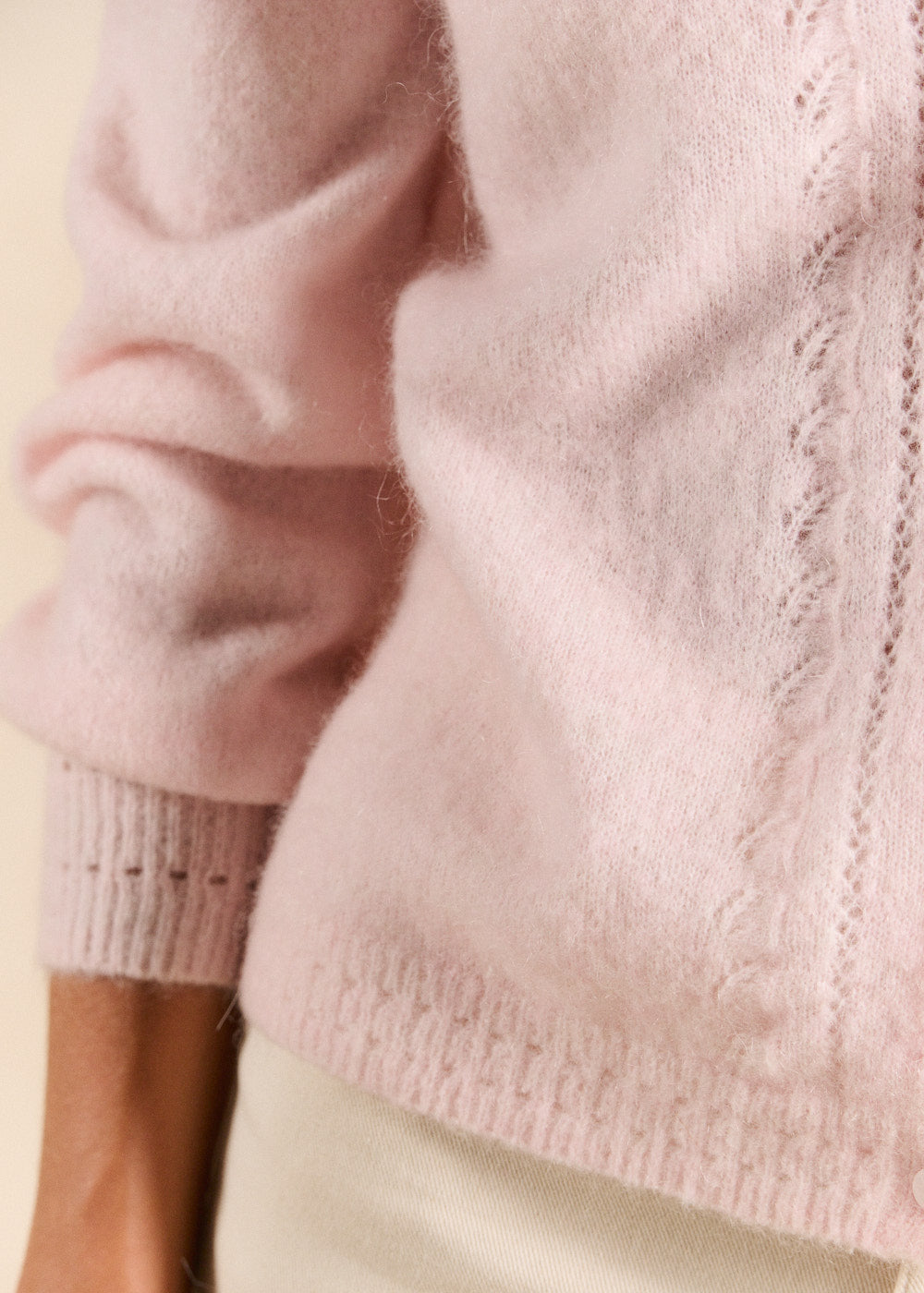 Gilet cardigan en mohair maille ajourée - Sud Express - 4 - Sud Express