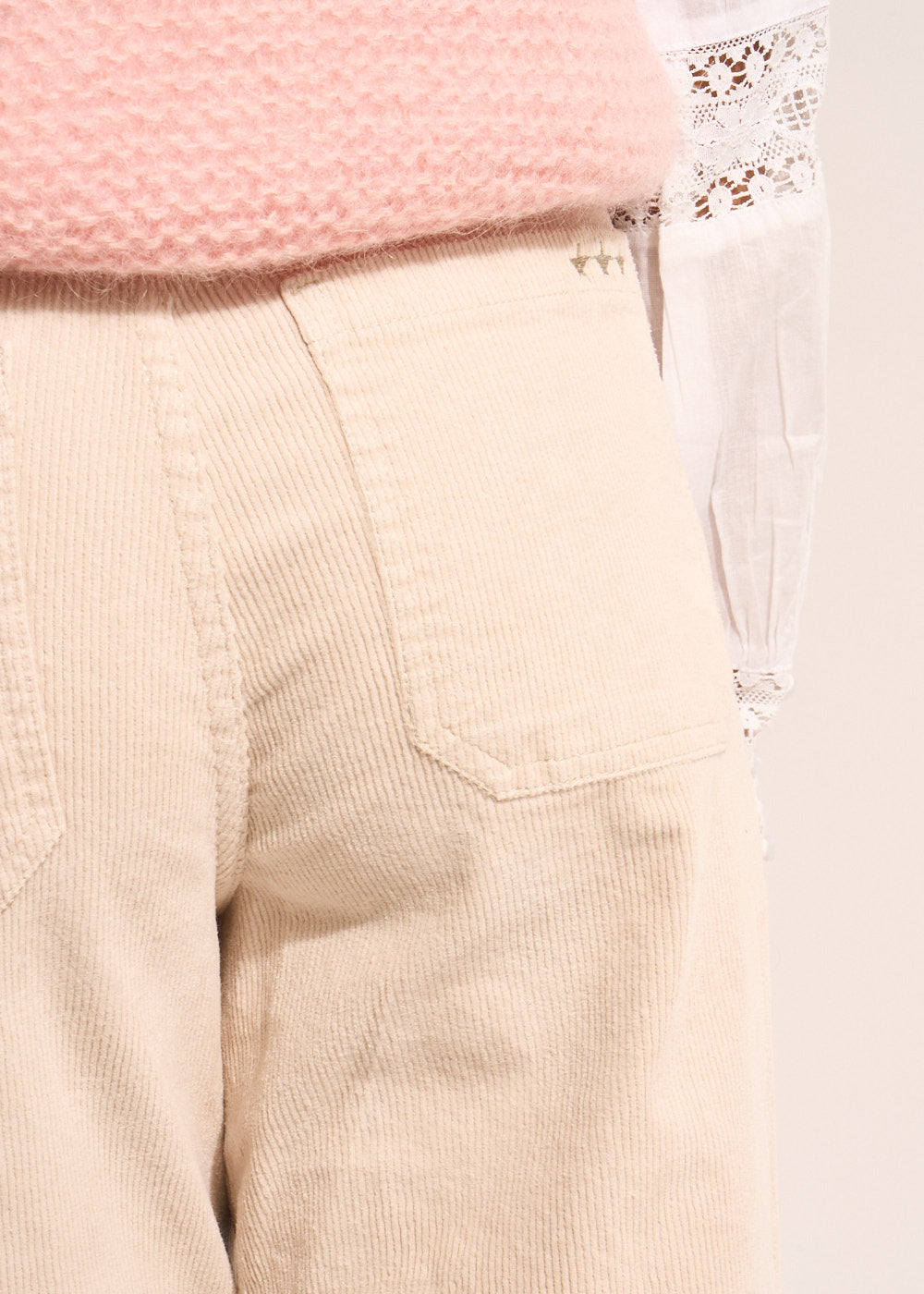 Pantalon large en velours de coton 700 raies taille haute - Sud Express - 4 - Sud Express