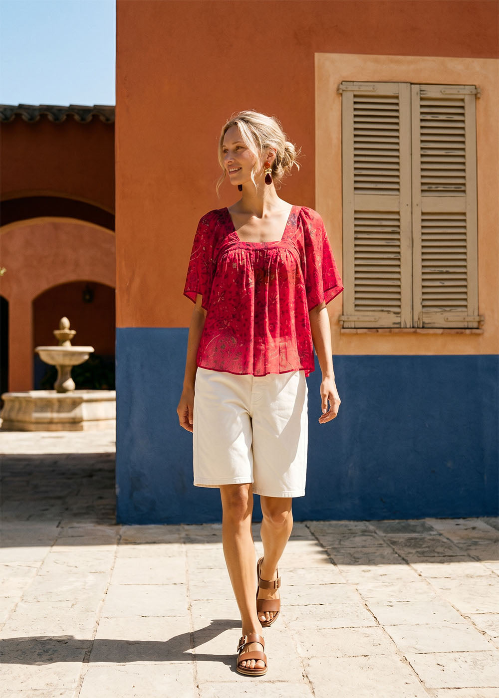 TAJANI Blouse imprimée avec col carré - 1 - Sud Express - Sud Express