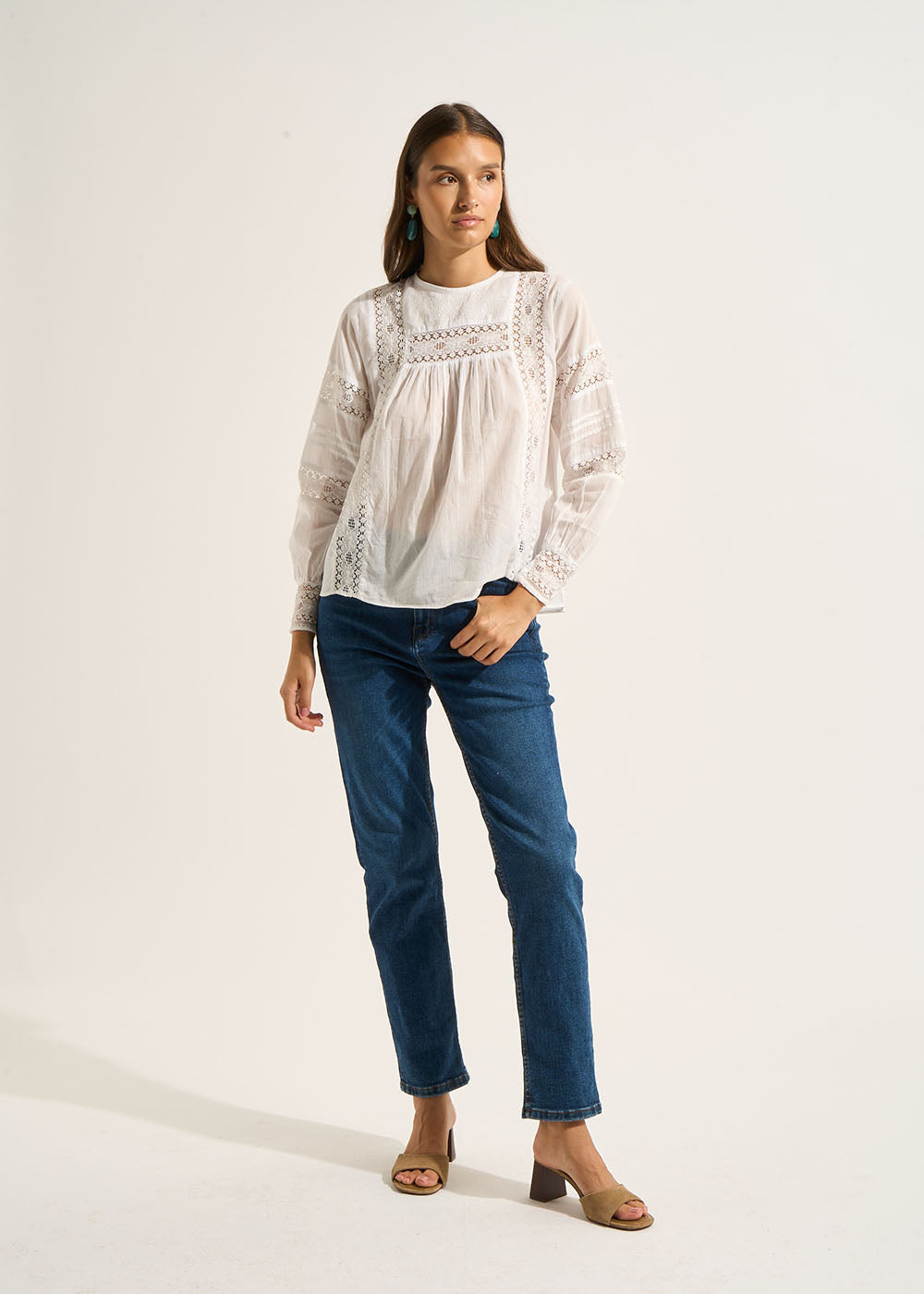 Jean droit taille haute cinq poches - Sud Express - 5 - Sud Express